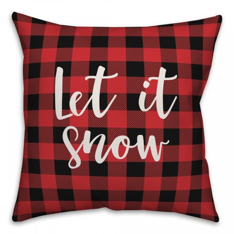 Let It Snow in Buffalo Check Plaid 18x18 Spun Poly Pillow