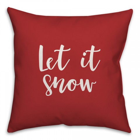 Let It Snow in Red 18x18 Spun Poly Pillow