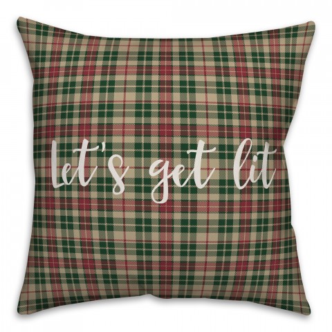 Let's Get Lit in Tartan Plaid 18x18 Spun Poly Pillow