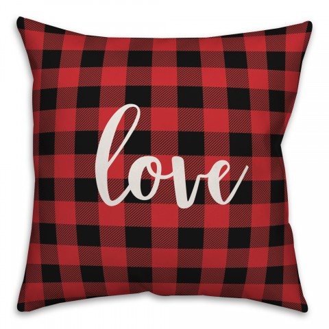 Love in Buffalo Check Plaid 18x18 Spun Poly Pillow