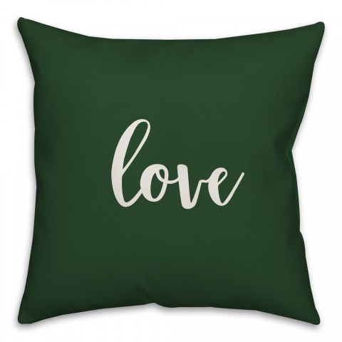 Love in Dark Green 18x18 Spun Poly Pillow