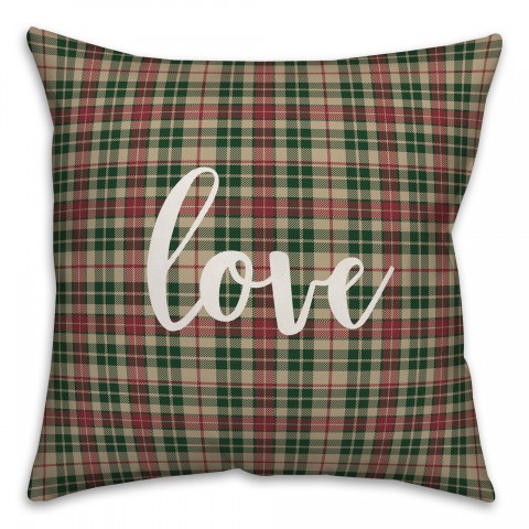 Love in Tartan Plaid 18x18 Spun Poly Pillow