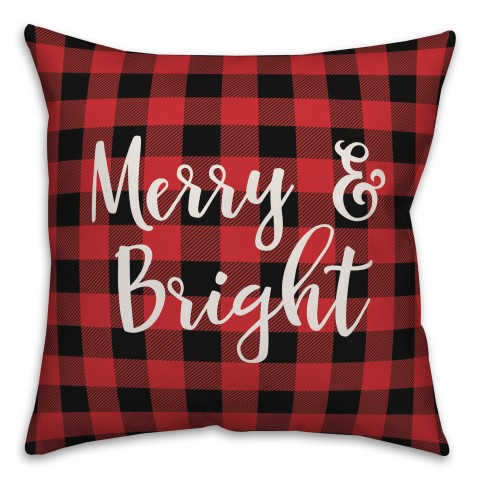 Merry & Bright in Buffalo Check Plaid 18x18 Spun Poly Pillow