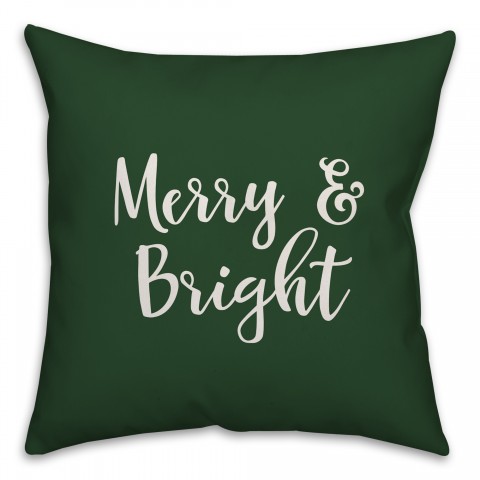 Merry & Bright in Dark Green 18x18 Spun Poly Pillow