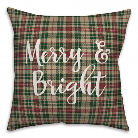 Merry & Bright in Tartan Plaid 18x18 Spun Poly Pillow