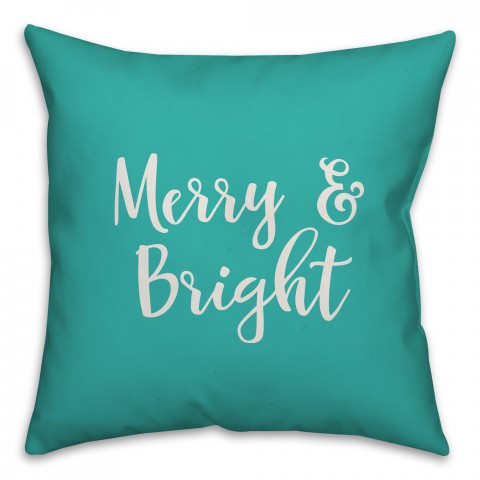 Merry & Bright in Teal 18x18 Spun Poly Pillow