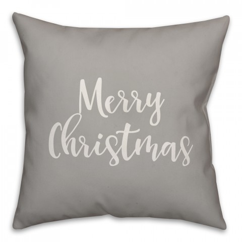 Merry Christmas in Gray 18x18 Spun Poly Pillow