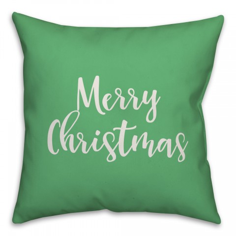 Merry Christmas in Light Green 18x18 Spun Poly Pillow