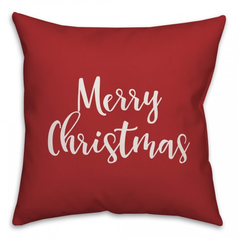 Merry Christmas in Red 18x18 Spun Poly Pillow