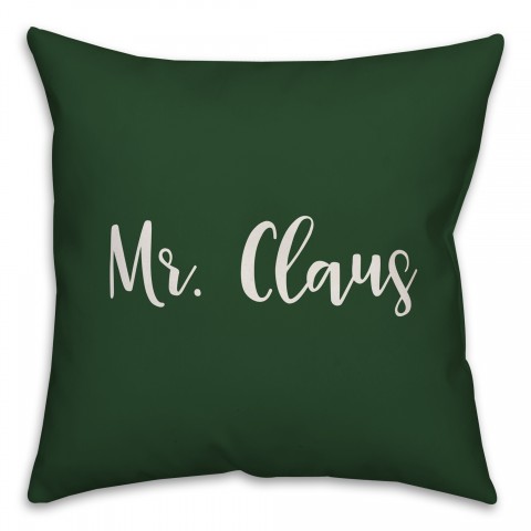 Mr. Claus in Dark Green 18x18 Spun Poly Pillow