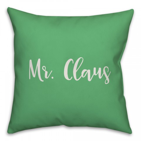 Mr. Claus in Light Green 18x18 Spun Poly Pillow