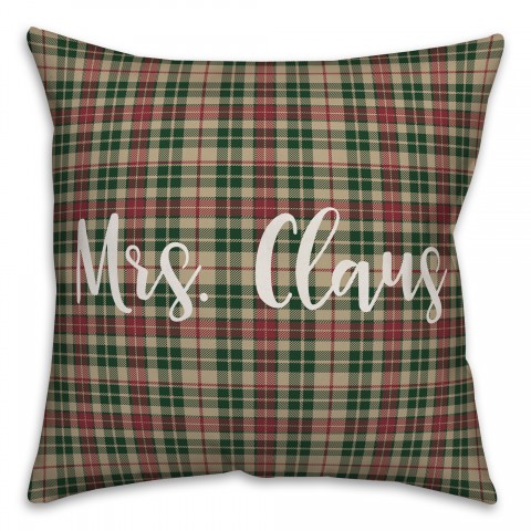 Mrs. Claus in Tartan Plaid 18x18 Spun Poly Pillow