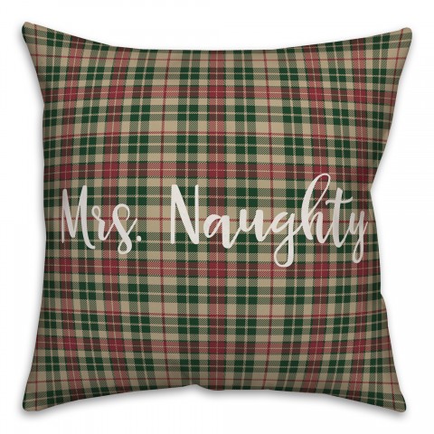 Mrs. Naughty in Tartan Plaid 18x18 Spun Poly Pillow