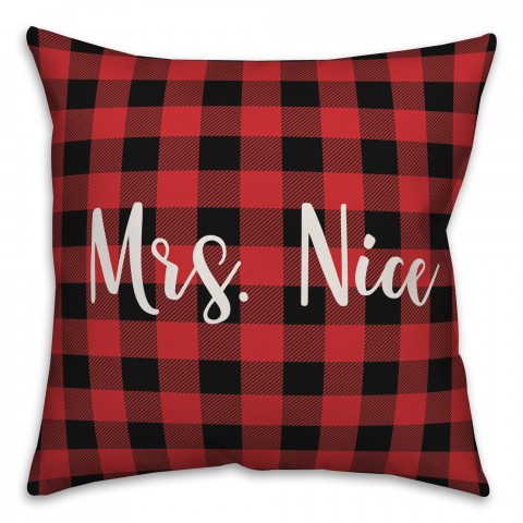 Mrs. Nice in Buffalo Check Plaid 18x18 Spun Poly Pillow