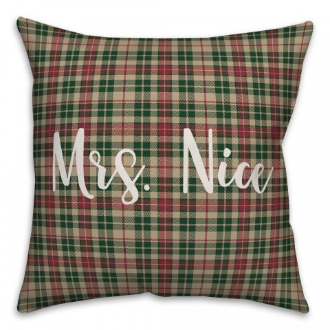 Mrs. Nice in Tartan Plaid 18x18 Spun Poly Pillow
