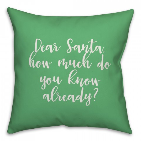 Dear Santa in Light Green 18x18 Spun Poly Pillow
