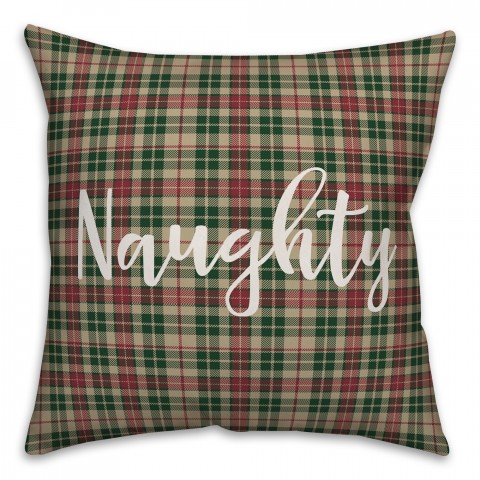 Naughty in Tartan Plaid 18x18 Spun Poly Pillow