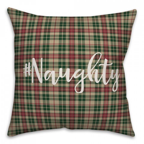 #Naughty in Tartan Plaid 18x18 Spun Poly Pillow