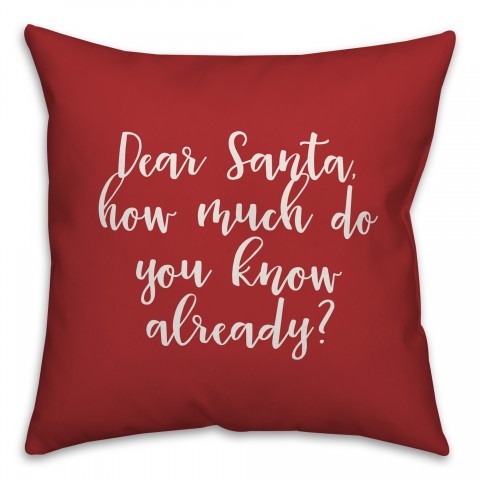 Dear Santa in Red 18x18 Spun Poly Pillow