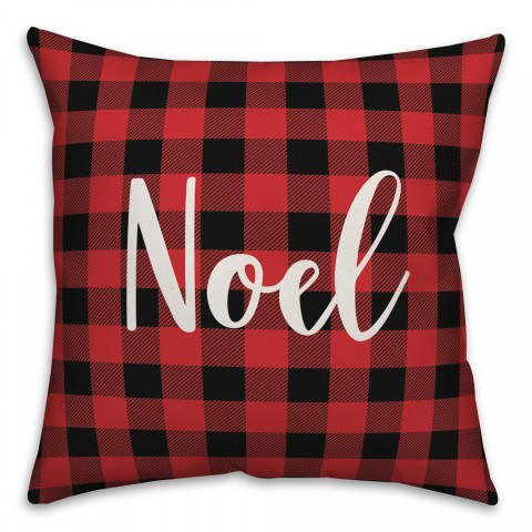 Noel in Buffalo Check Plaid 18x18 Spun Poly Pillow