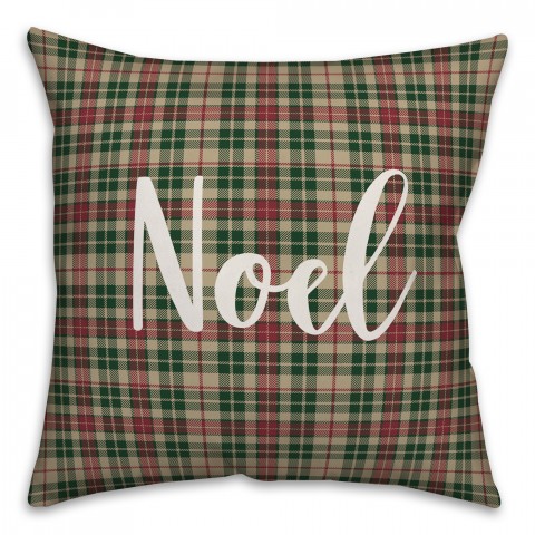 Noel in Tartan Plaid 18x18 Spun Poly Pillow
