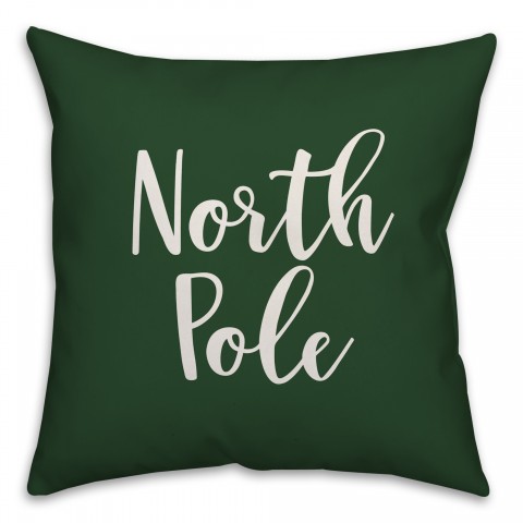 North Pole in Dark Green 18x18 Spun Poly Pillow