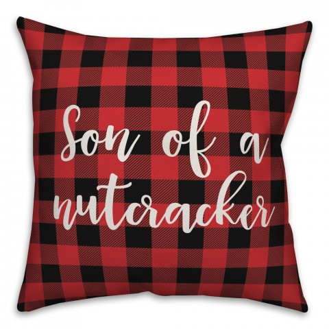 Sun Of A Nutcracker in Buffalo Check Plaid 18x18 Spun Poly Pillow