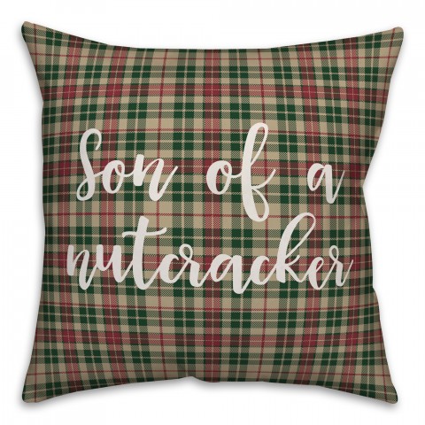 Sun Of A Nutcracker in Tartan Plaid 18x18 Spun Poly Pillow