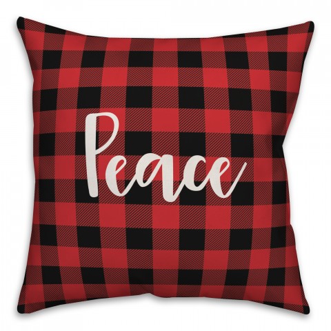 Peace in Buffalo Check Plaid 18x18 Spun Poly Pillow