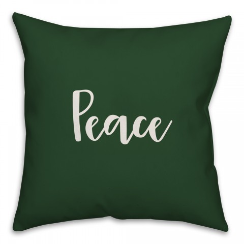 Peace in Dark Green 18x18 Spun Poly Pillow