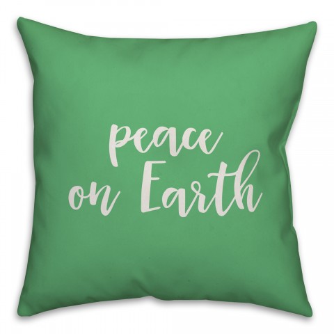 Peace On Earth in Light Green 18x18 Spun Poly Pillow