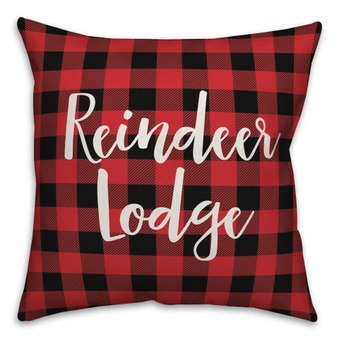 Reindeer Lodge in Buffalo Check Plaid 18x18 Spun Poly Pillow