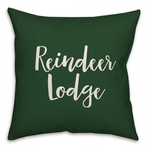 Reindeer Lodge in Dark Green 18x18 Spun Poly Pillow