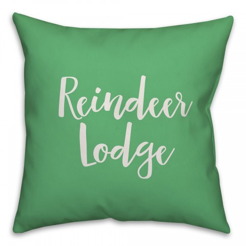 Reindeer Lodge in Light Green 18x18 Spun Poly Pillow