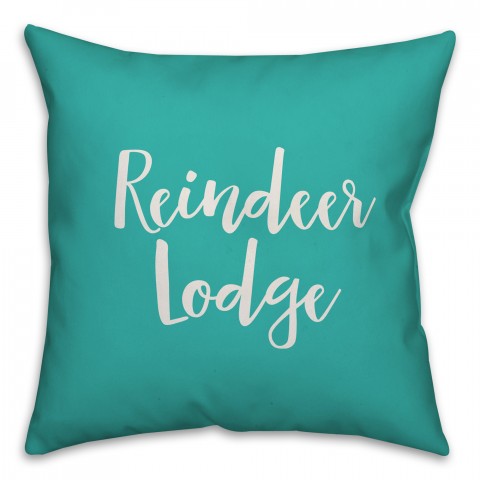 Reindeer Lodge in Teal 18x18 Spun Poly Pillow