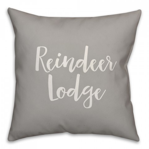 Reindeer Lodge in Gray 18x18 Spun Poly Pillow