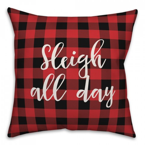 Sleigh All Day in Buffalo Check Plaid 18x18 Spun Poly Pillow