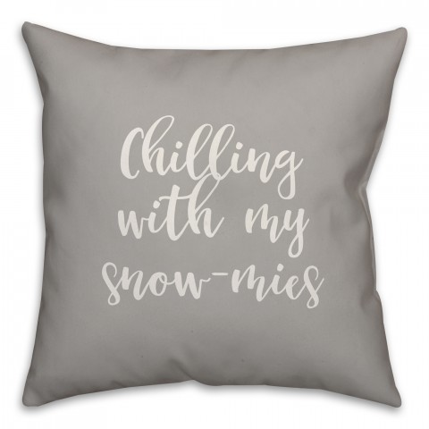 Snowmies in Gray 18x18 Spun Poly Pillow