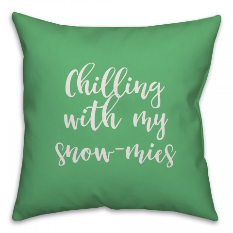 Snowmies in Light Green 18x18 Spun Poly Pillow