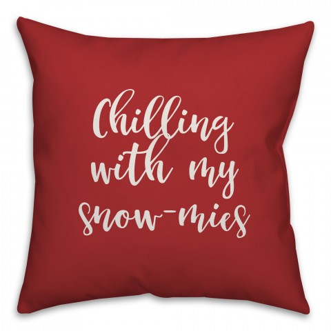Snowmies in Red 18x18 Spun Poly Pillow