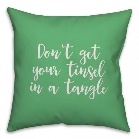 Don’t Get Your Tinsel In A Tangle in Light Green 18x18 Spun Poly Pillow