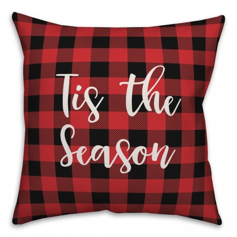 Tis The Season in Buffalo Check Plaid 18x18 Spun Poly Pillow