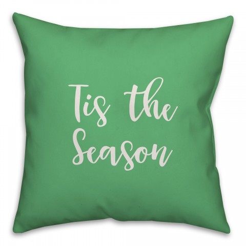 Tis The Season in Light Green 18x18 Spun Poly Pillow