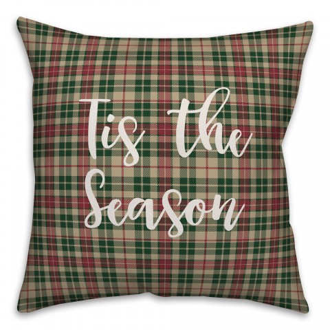 Tis The Season in Tartan Plaid 18x18 Spun Poly Pillow