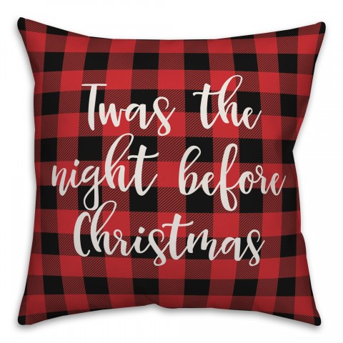 Twas The Nght Before Christmas in Buffalo Check Plaid 18x18 Spun Poly Pillow