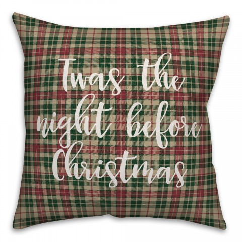 Twas The Nght Before Christmas in Tartan Plaid 18x18 Spun Poly Pillow
