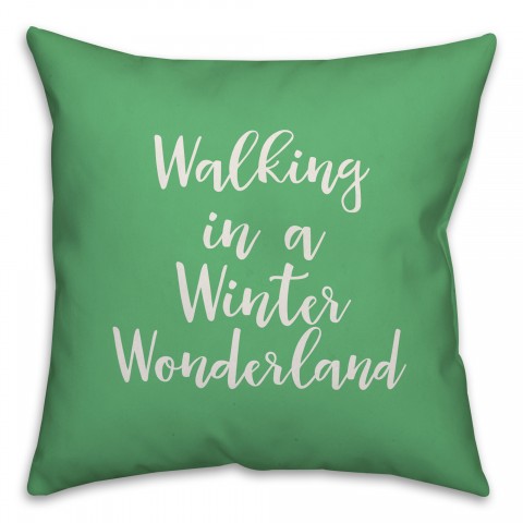 Walking In A Winter Wonderland in Light Green 18x18 Spun Poly Pillow