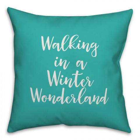 Walking In A Winter Wonderland in Teal 18x18 Spun Poly Pillow