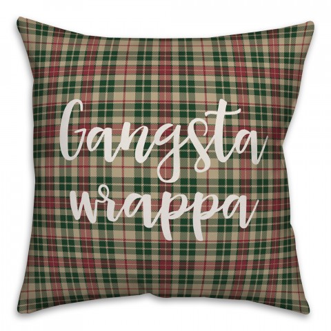 Gangsta Wrapper in Tartan Plaid 18x18 Spun Poly Pillow