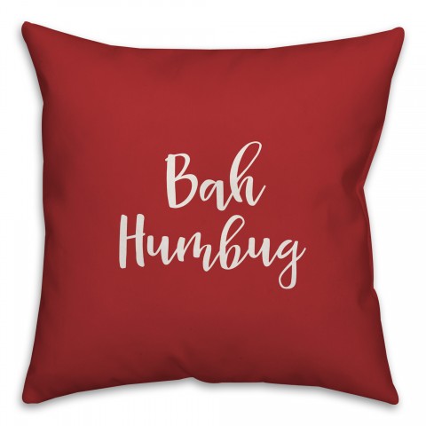 Bah Humbug in Red 18x18 Spun Poly Pillow Cover